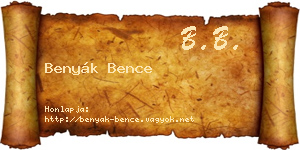 Benyák Bence névjegykártya